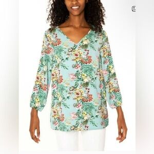 Mario Serrani XL Floral V-Neck Women's Top